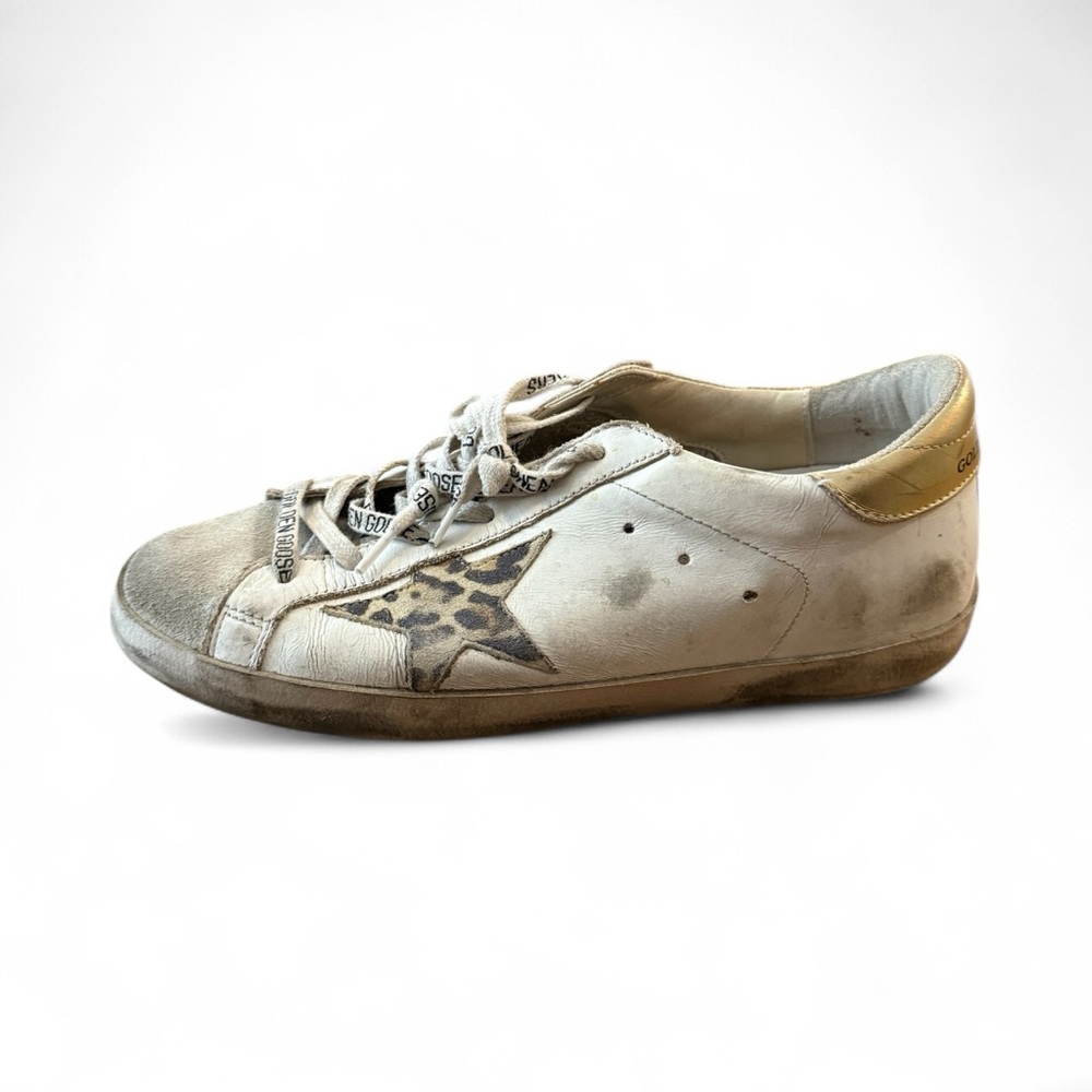 Golden Goose White and Gold Sneakers